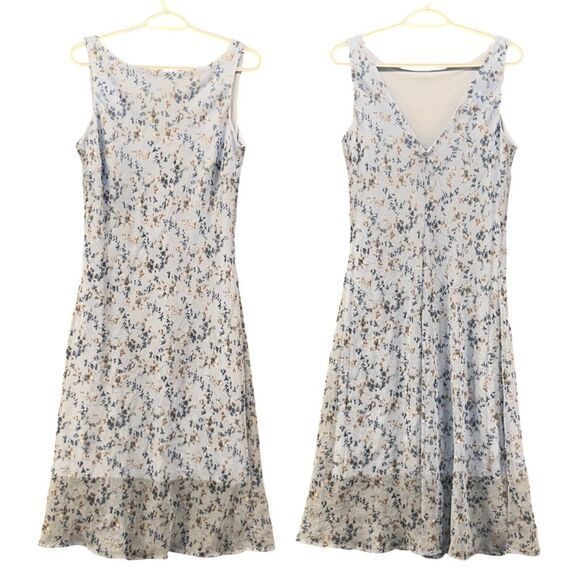 Vintage Womans Dress Size 14 Blue Floral Slip Like Romantic Light‎ Fairy - Picture 1 of 10